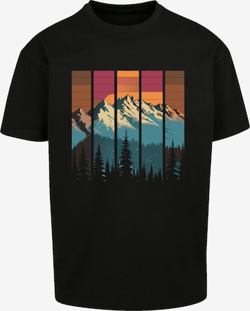 F4NT4STIC Shirt 'Berg Sonnenuntergang Retro' in Black: front