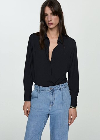 MANGO Wide Leg Jeans med lægfolder 'Arletita' i blå