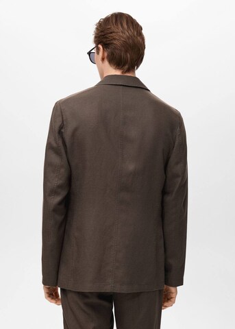 MANGO MAN Slim fit Suit Jacket 'Delave' in Brown