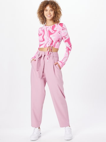 Coster Copenhagen Zvonové kalhoty Kalhoty se sklady v pase 'ANNA' – pink