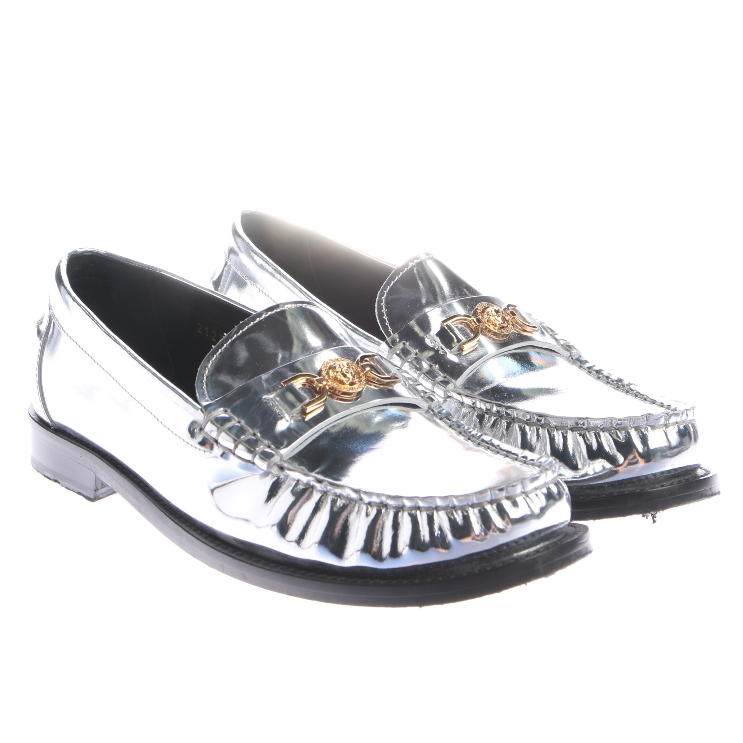 VERSACE Flats & Loafers in 39 in Silver: front