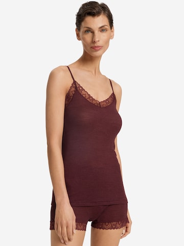 Hanro Spaghettitop ' Woolen Lace ' in Braun: Vorderseite