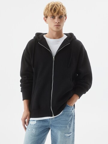 Pull&Bear Sweatvest in Zwart: voorkant