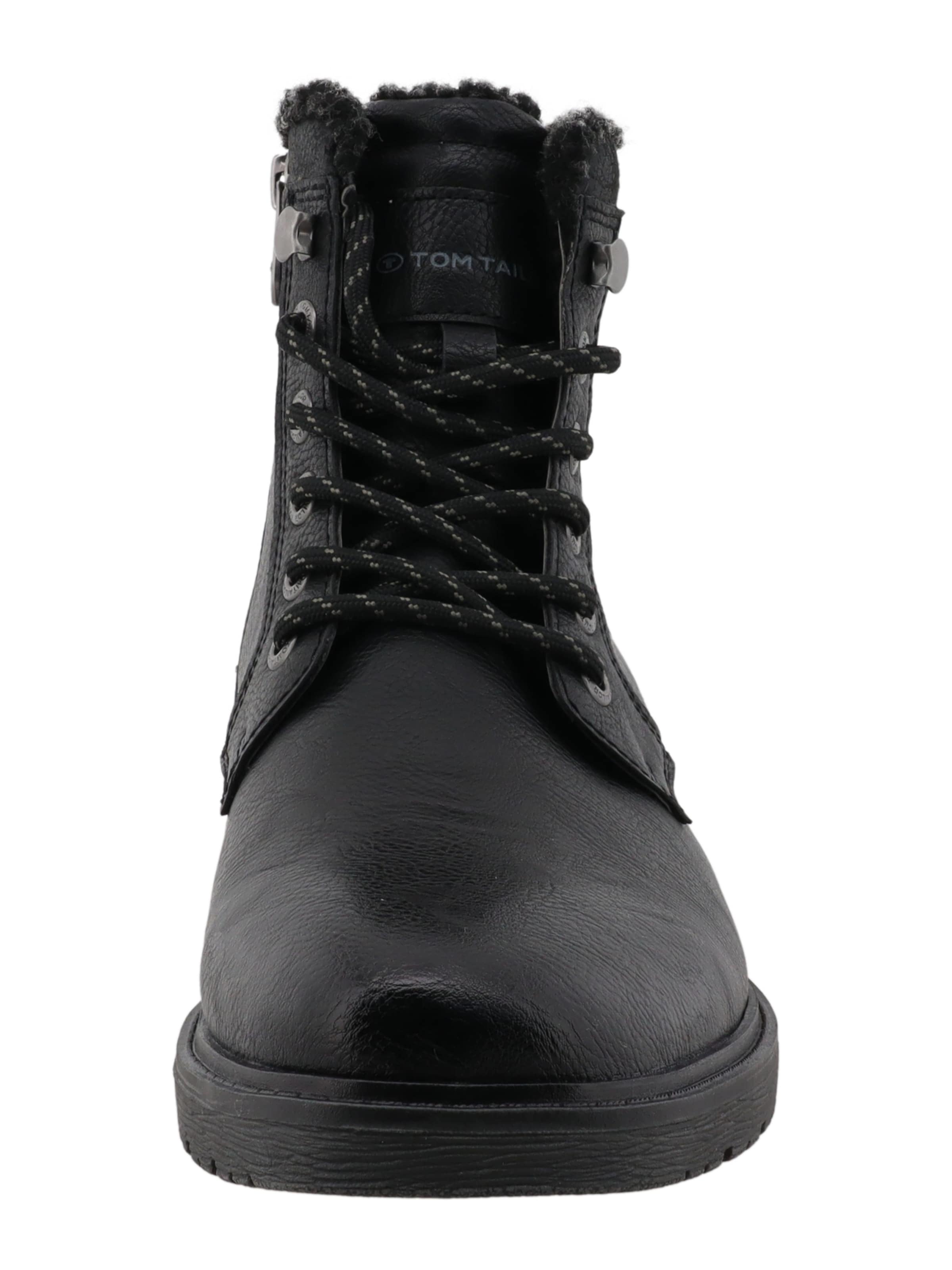 TOM TAILOR Schnürboots in Schwarz