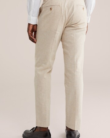 WE Fashion Слим фит Панталон с ръб 'Micropatroon' в бежово