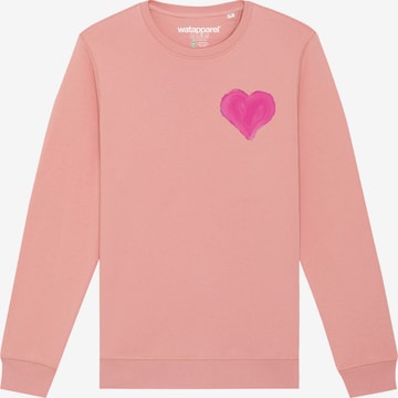 Watapparel Sweatshirt 'Pink Heart' in Oranje: voorkant