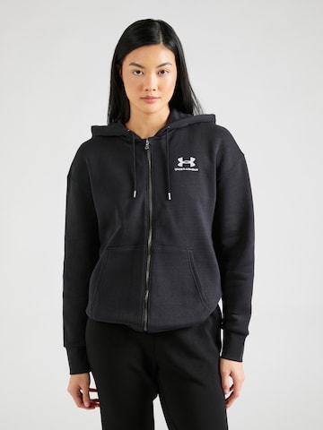 UNDER ARMOUR Αθλητική ζακέτα φούτερ 'Essential' σε μαύρο: μπροστά