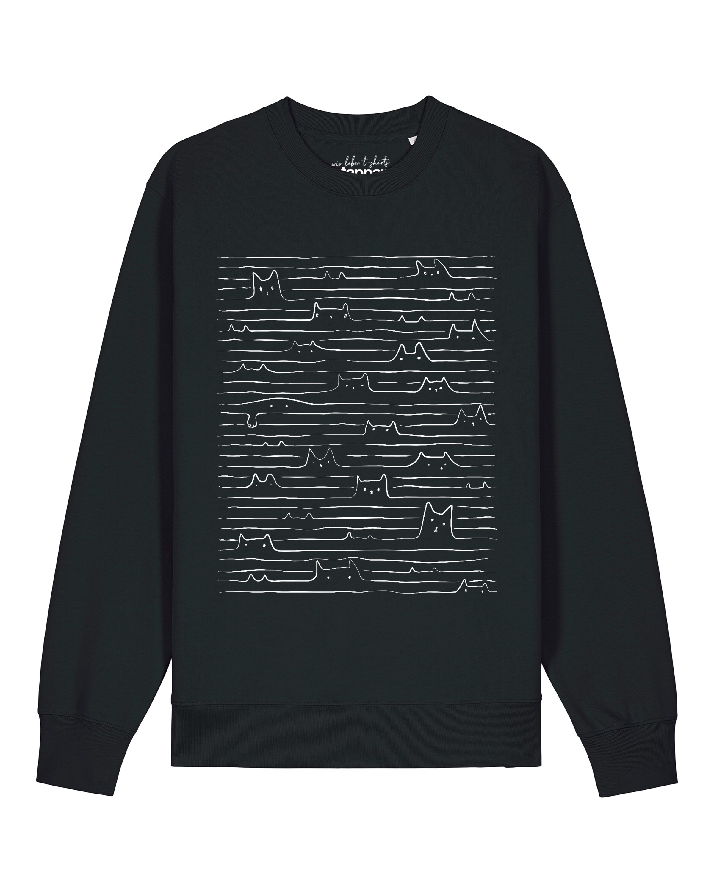 Felpa 'Doodle Cats' di Watapparel in nero: frontale