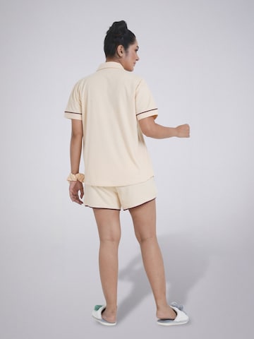 LEAFLETIC Korte pyjama 'Leafletic Women’s Night Wear Short Set' in Beige