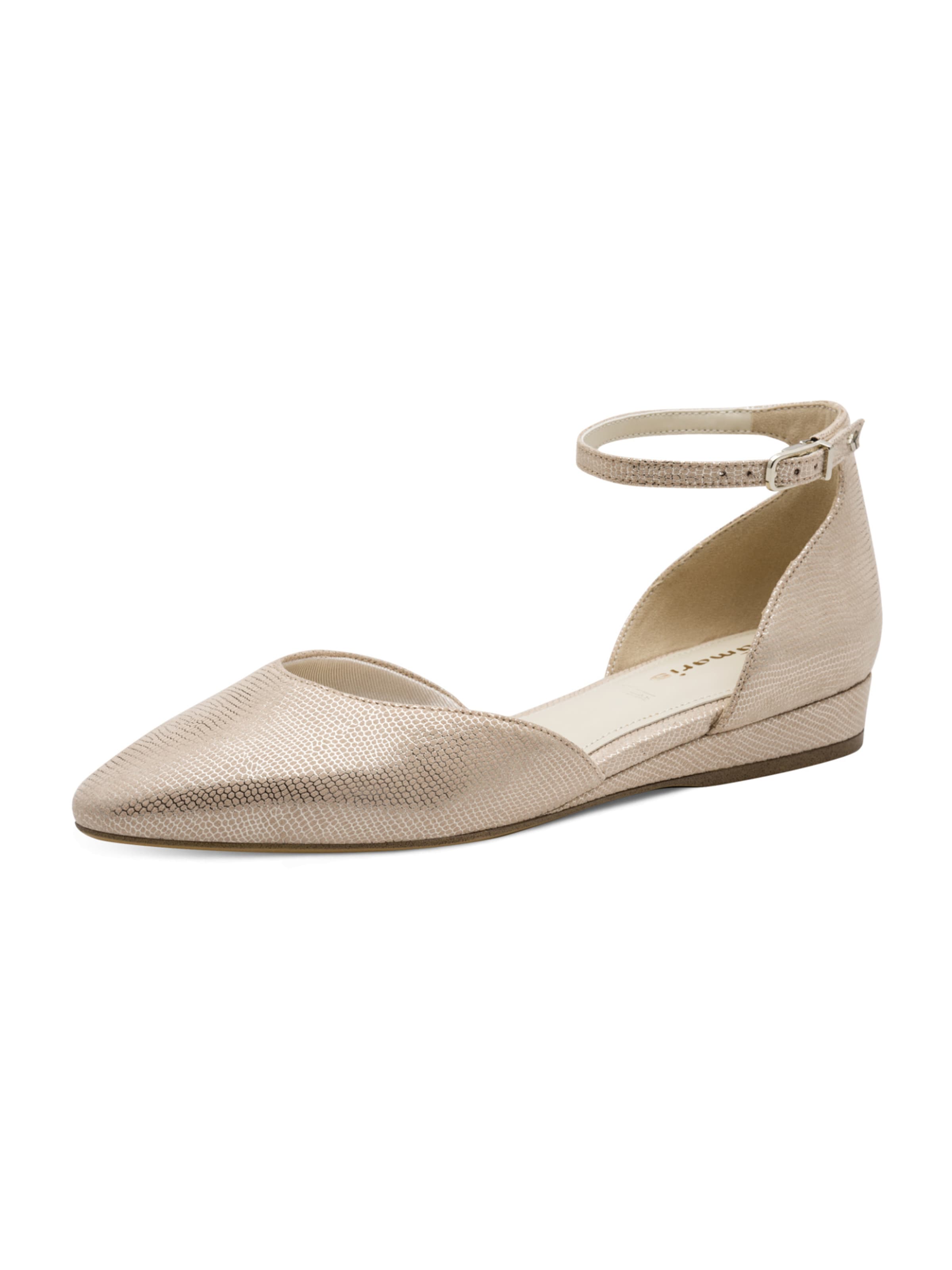 Tamaris Ballet Flats with Strap in Gold: front