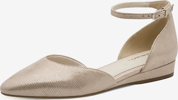Tamaris Ballet Flats with Strap in Gold: front