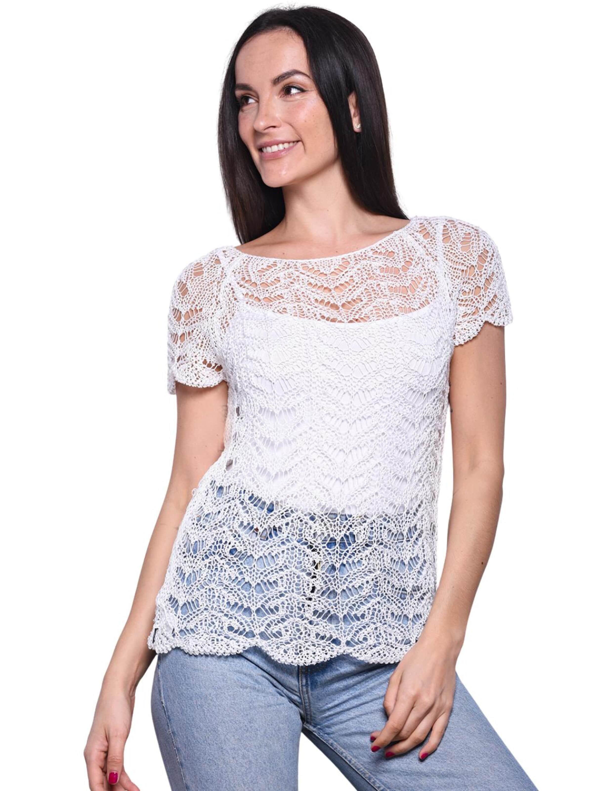 Süel knitwear - Top de punto 'Twin Lace' en blanco
