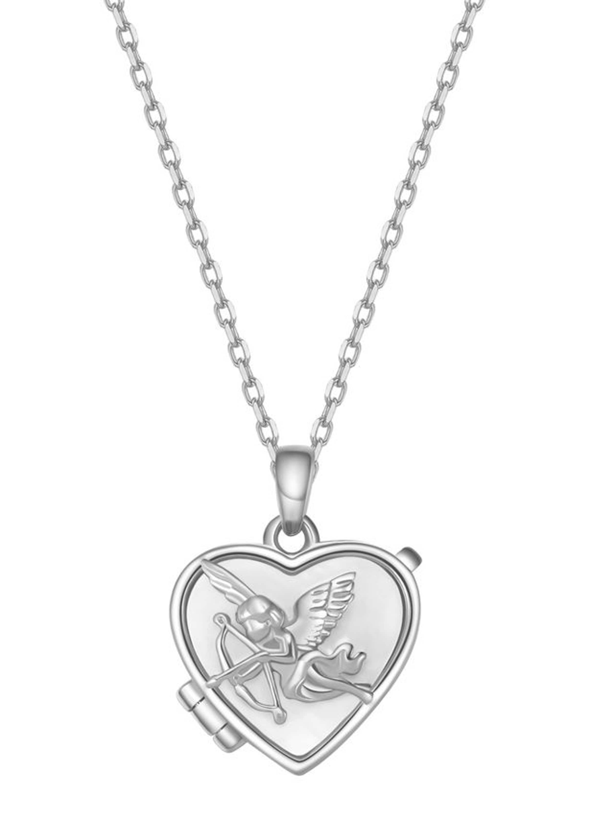 Collana 'Cupid Heart Locket' di Hey Happiness in argento: frontale