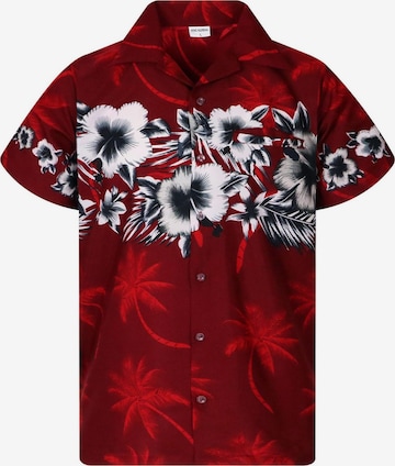 King Kameha Blouse 'Flower Chest' in Rood: voorkant