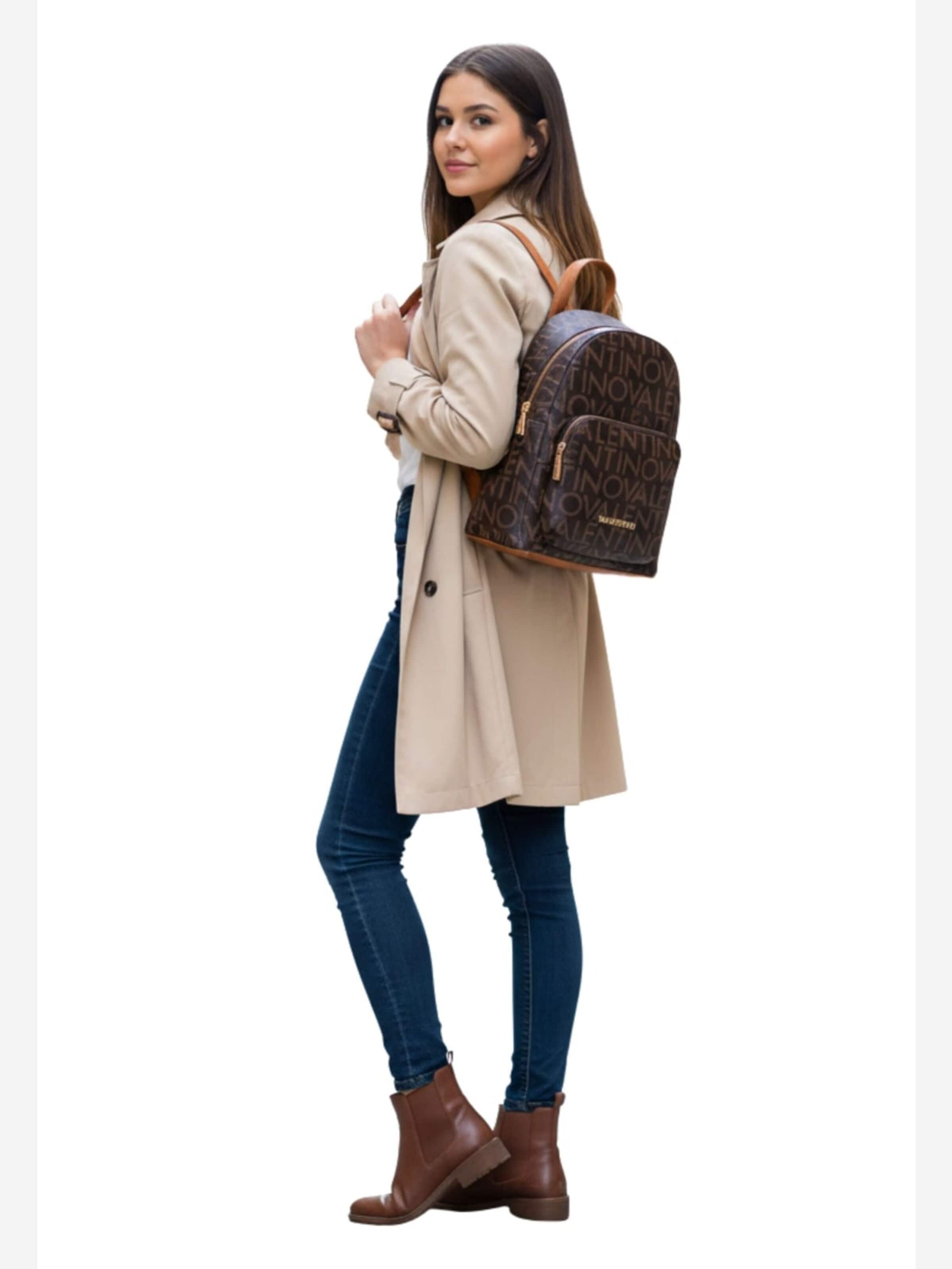 VALENTINO - Mochila 'Valentino Sac à dos Regina Re Moro/Naturale' em castanho: frente