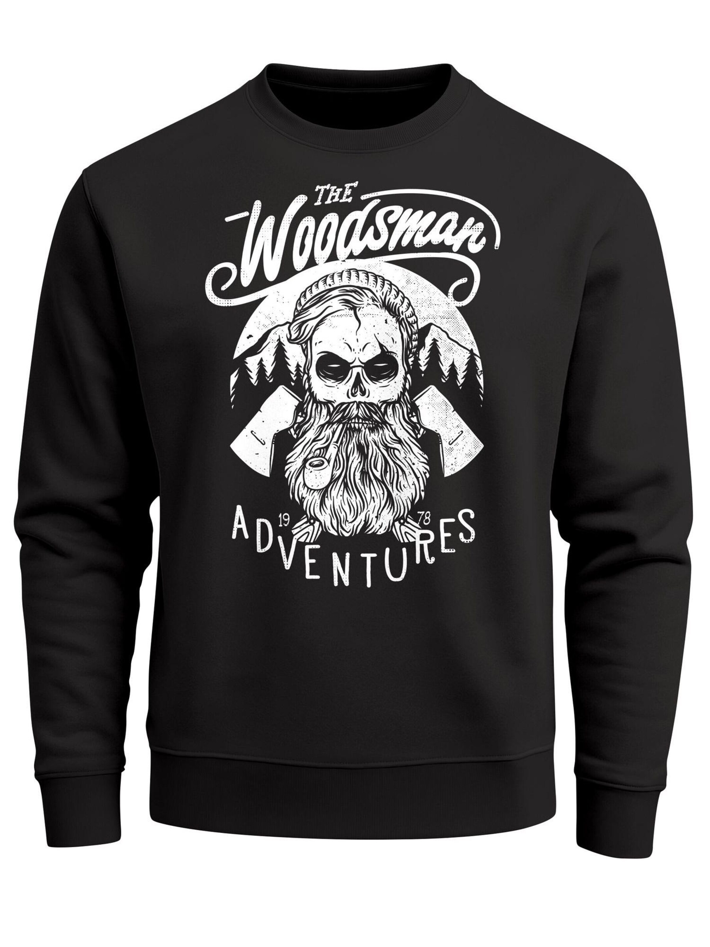 Neverless Sweatshirt 'Lumberjack Woodsman' in Black: front