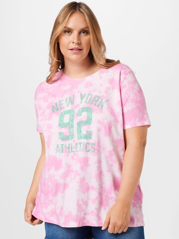 ONLY Curve Μπλουζάκι 'TANIA' σε ροζ: μπροστά