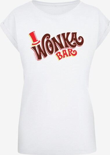 ABSOLUTE CULT T-shirt 'Willy Wonka - Bar' en jaune / rouge / lie de vin / blanc, Vue avec produit