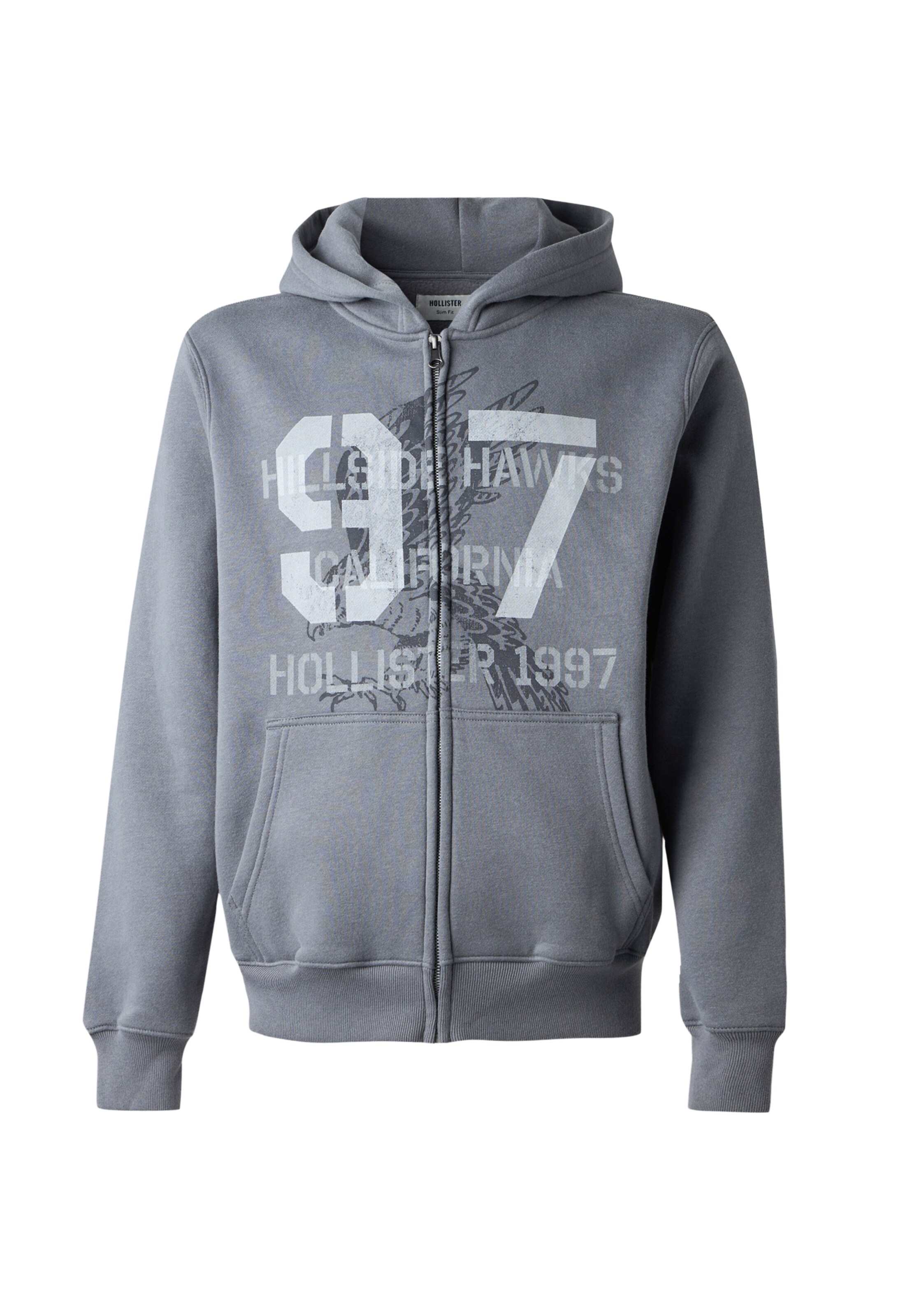 HOLLISTER Ζακέτα φούτερ 'MALLCORE' σε XS σε γκρι / ανοικτό γκρι / μαύρο / offwhite, Άποψη προϊόντος