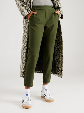 VILA Slim fit Pleat-Front Pants 'VIVARONE' in Green: front