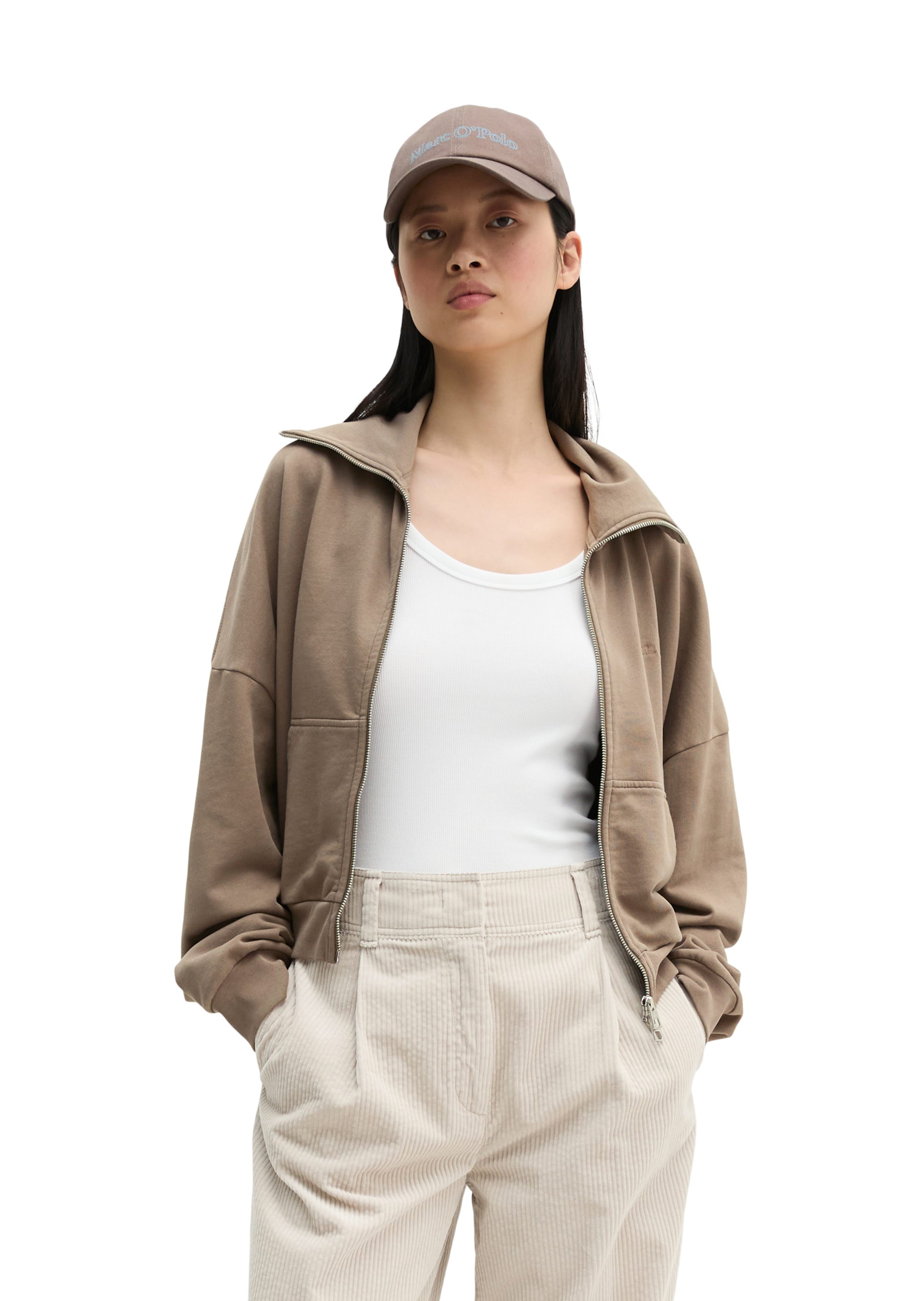 Veste de survêtement Marc O'Polo en marron : devant