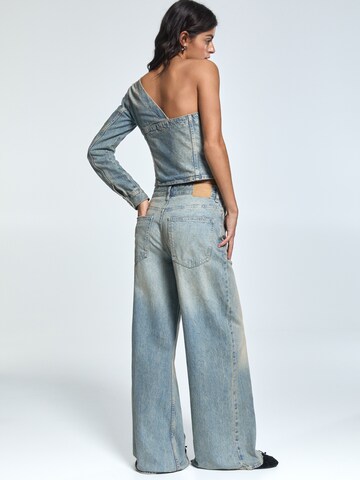 Pull&Bear Wide leg Jeans in Blauw