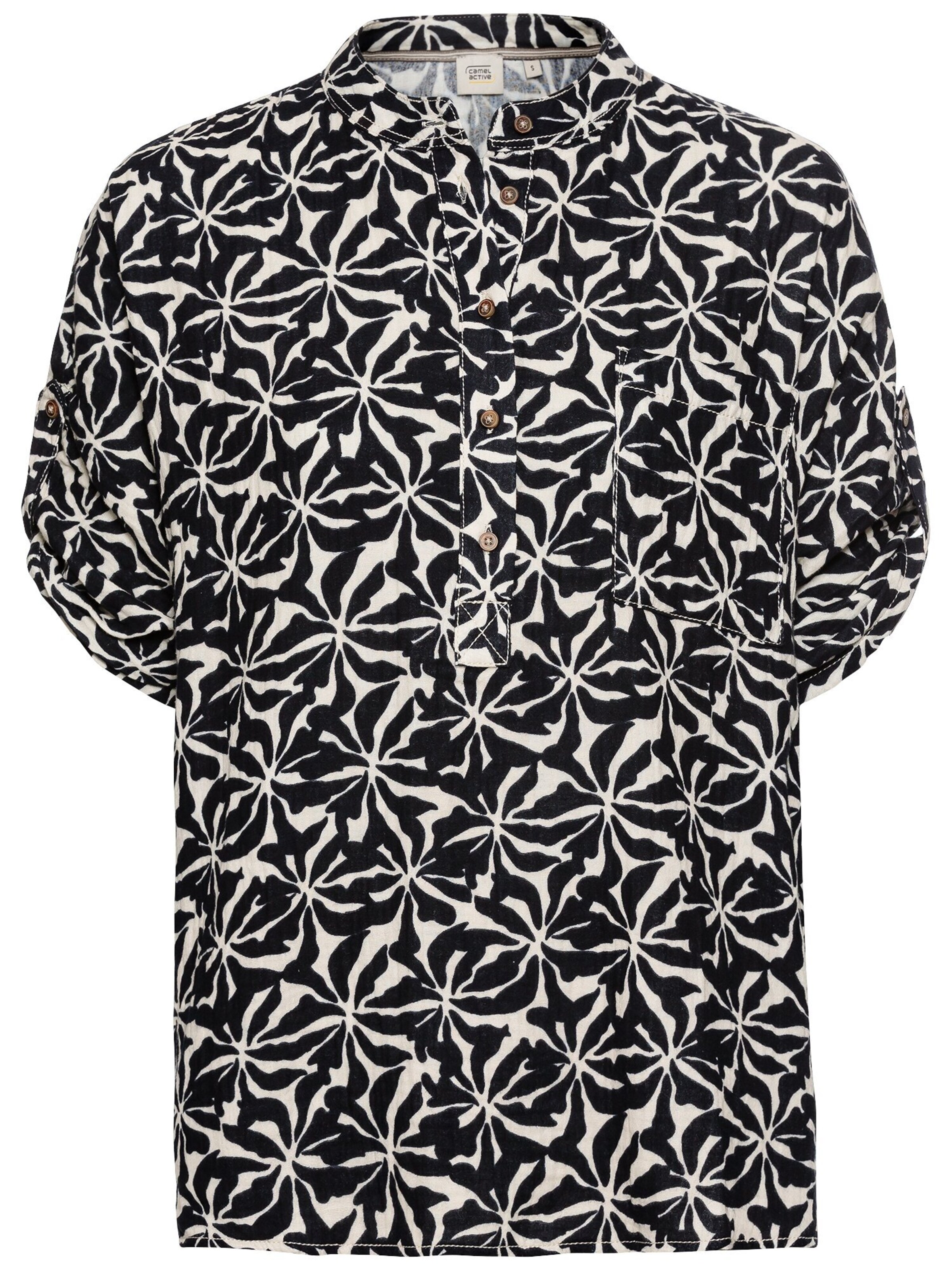 CAMEL ACTIVE Musselin Schlupfbluse im Allover-Print in Blau: Vorderseite