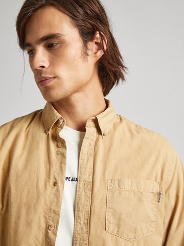 Pepe Jeans Regular fit Button Up Shirt 'Prince' in Beige