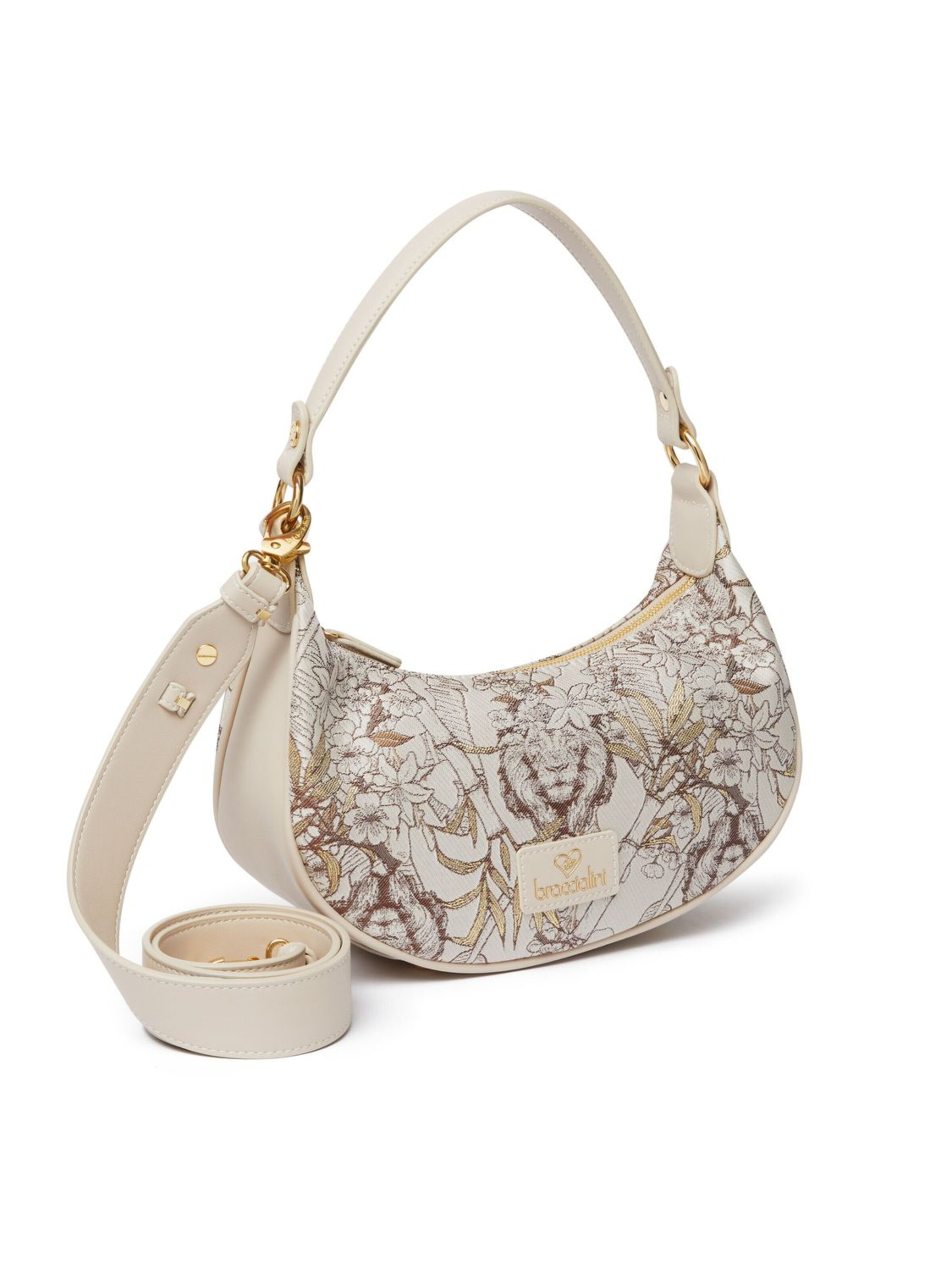Borsa a spalla 'Jacquard' di Braccialini in beige