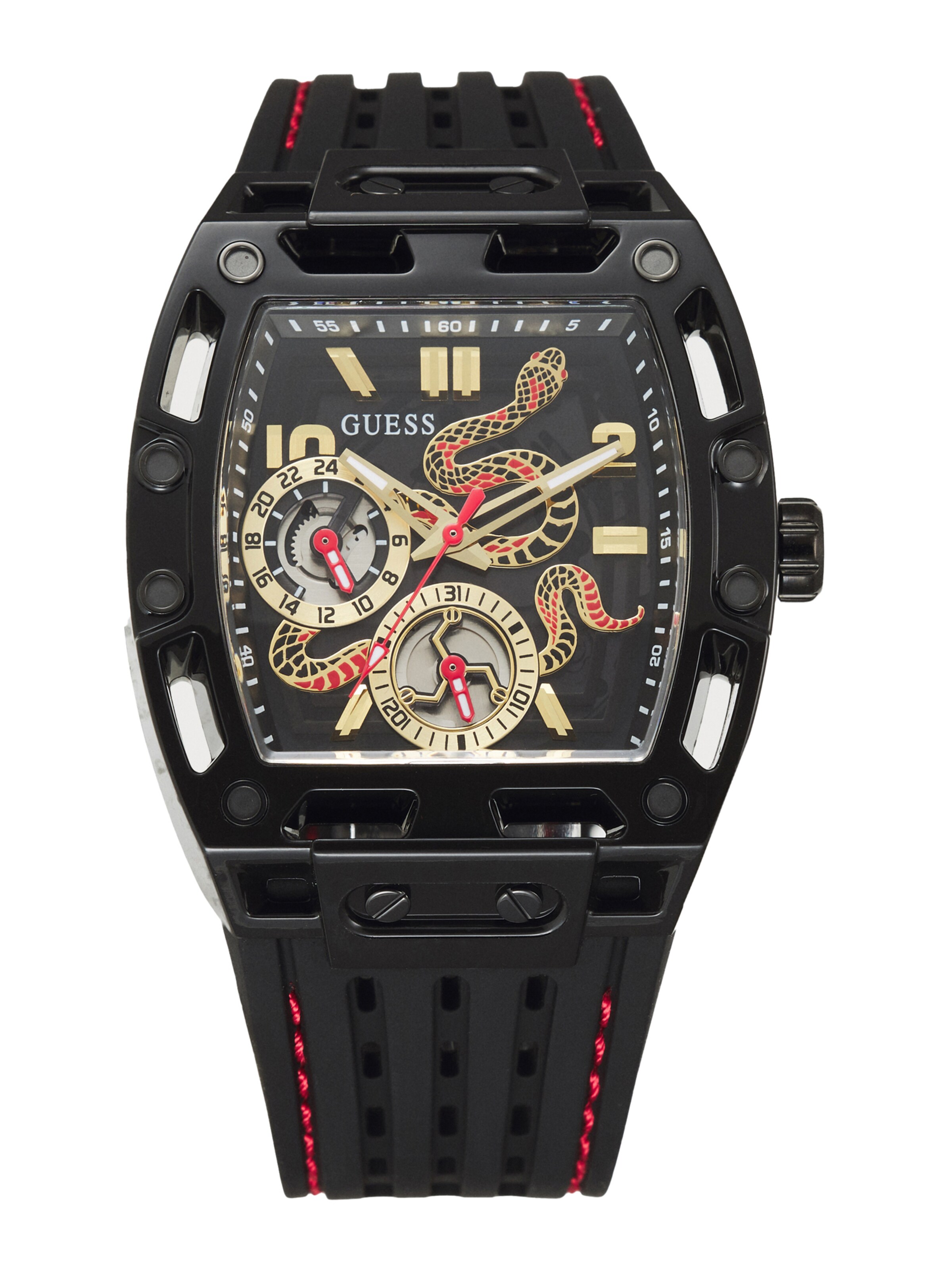 GUESS Analoog horloge 'Phoenix' in Zwart: voorkant