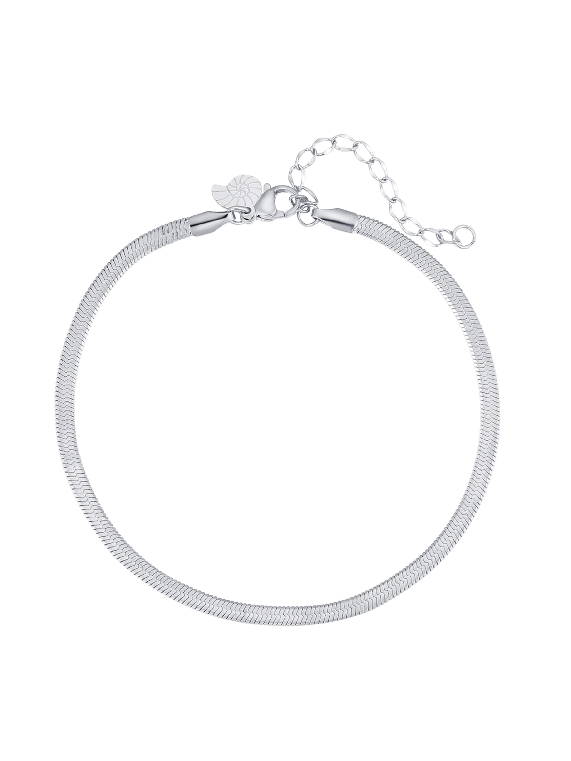 Hey Happiness Fußschmuck 'Snake Flow'‌‌‌‌‌‌‌ in Silber: Vorderseite