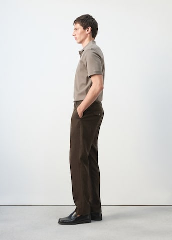MANGO MAN Slim fit Pleated Pants 'Gonzalo' in Brown