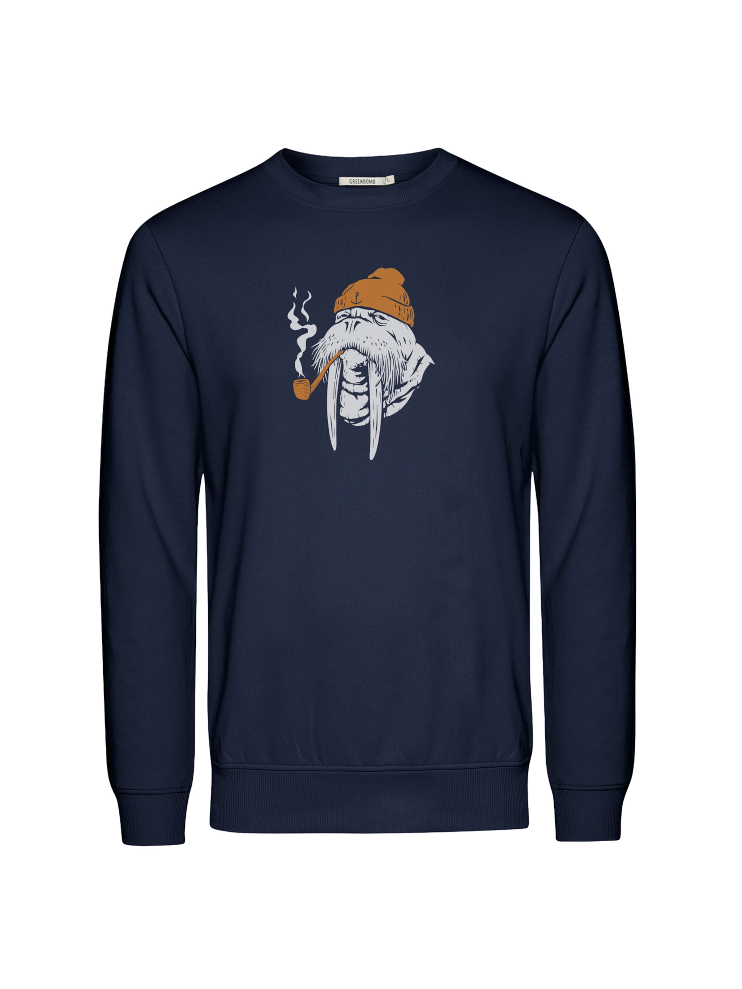 Felpa ' Wild Smokey Walrus ' di GREENBOMB in blu: frontale