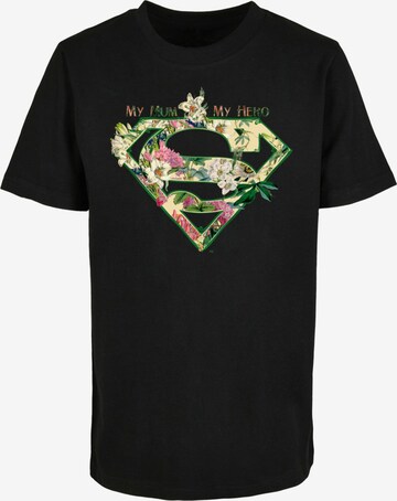 ABSOLUTE CULT Shirt 'Mother's Day - Superman My Mum My Hero' in Zwart: voorkant