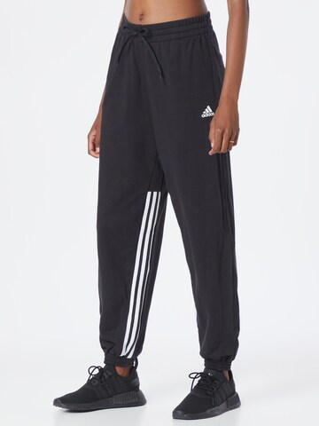 juoda ADIDAS SPORTSWEAR Siaurėjantis Sportinės kelnės 'Hyperglam 3-Stripes Cuffed With Side s': priekis