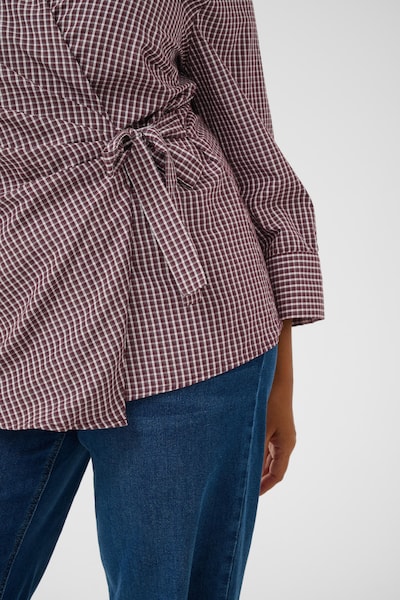 KAFFE CURVE Bluse 'KCNinah' i XXL i vinrød / hvid, Produktvisning
