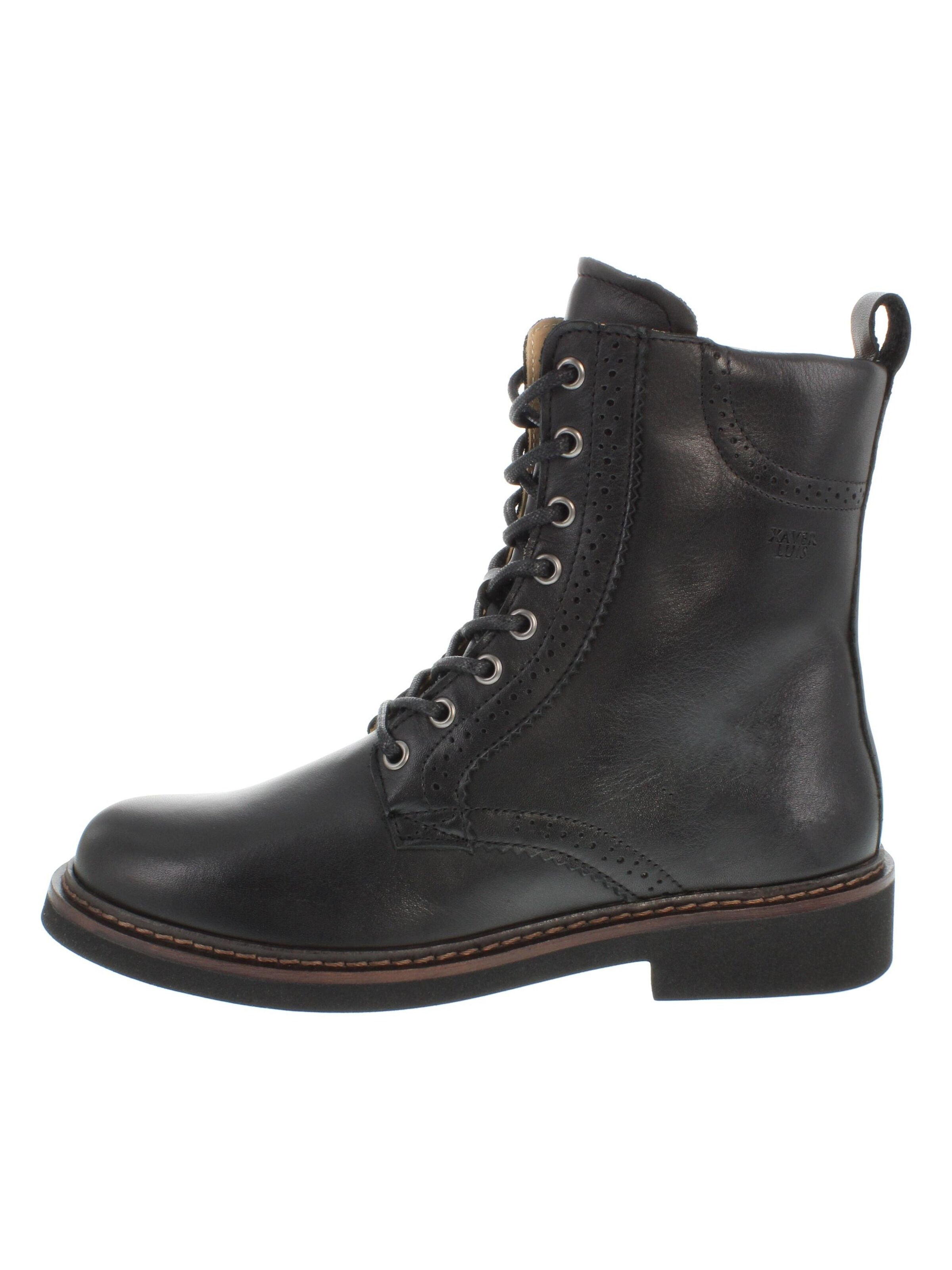 XAVER LUIS Schuhmanufaktur Lace-Up Boots 'EMILIA' in Black: front