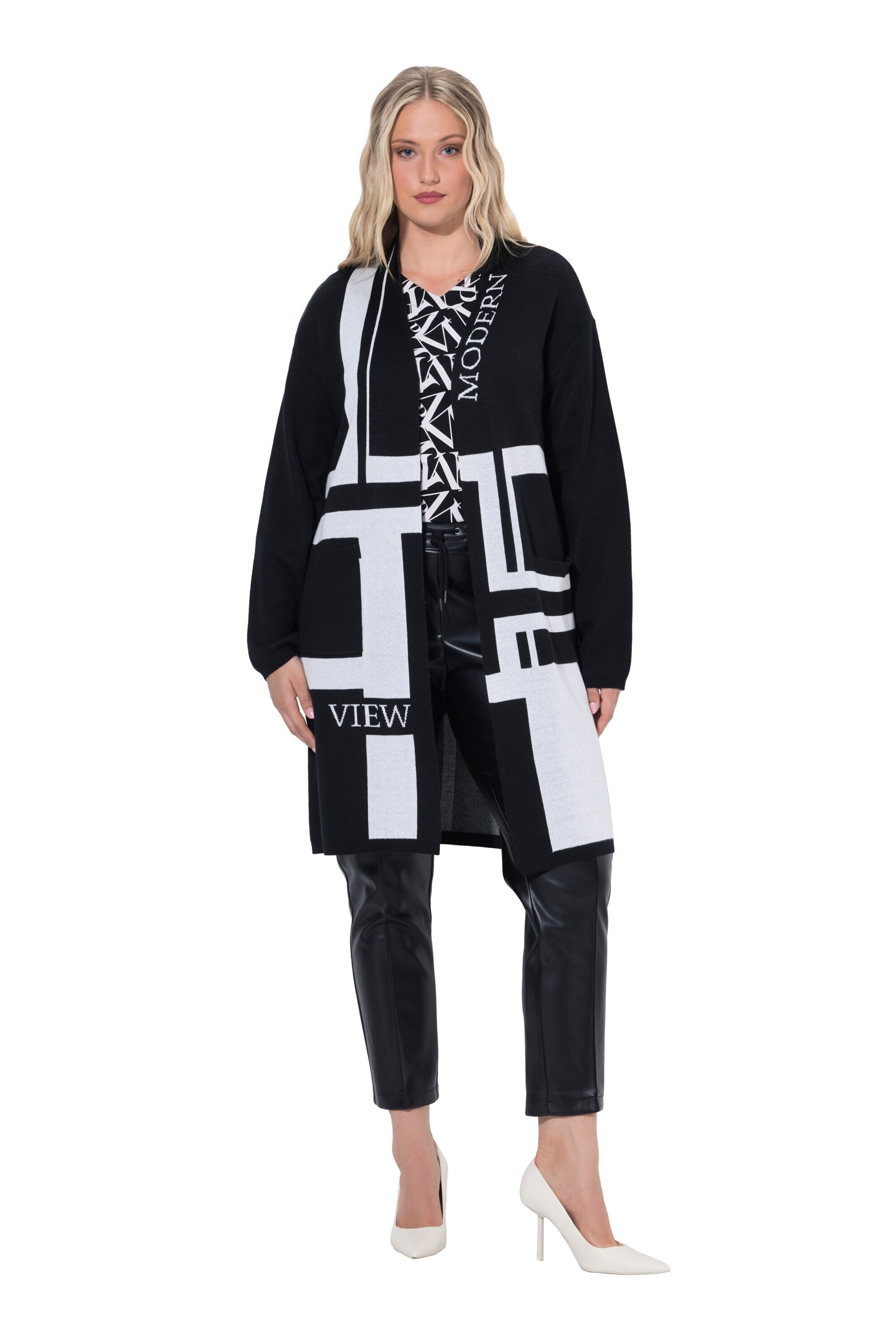 Ulla Popken Gebreid vest in Zwart