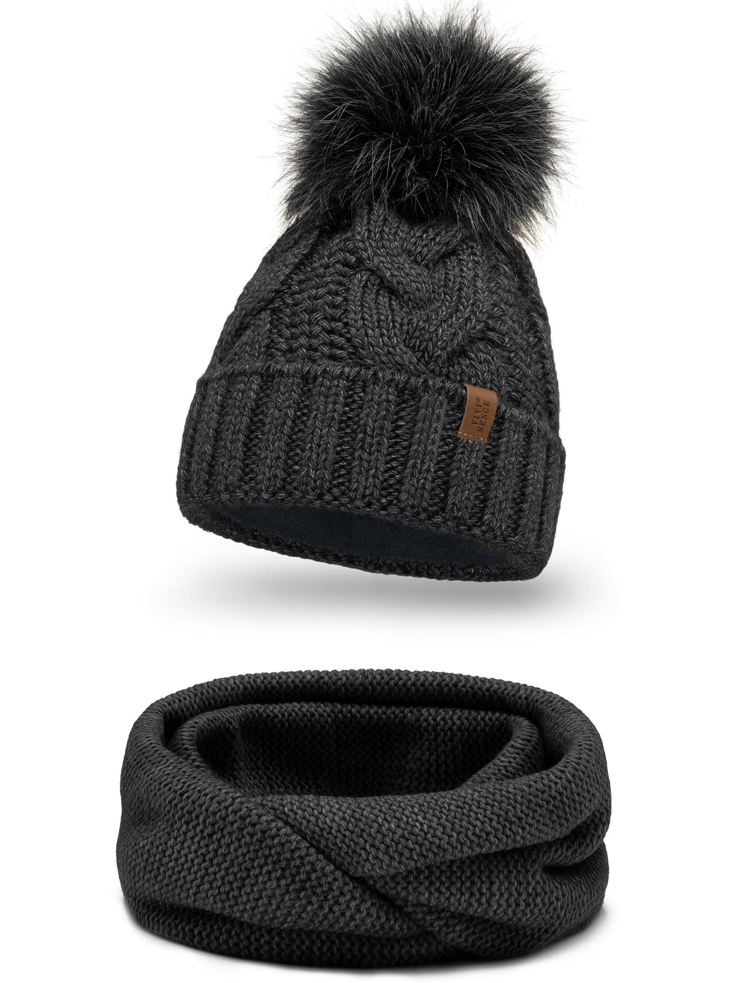 Vivisence Beanie '7014 Set' in Grey: front