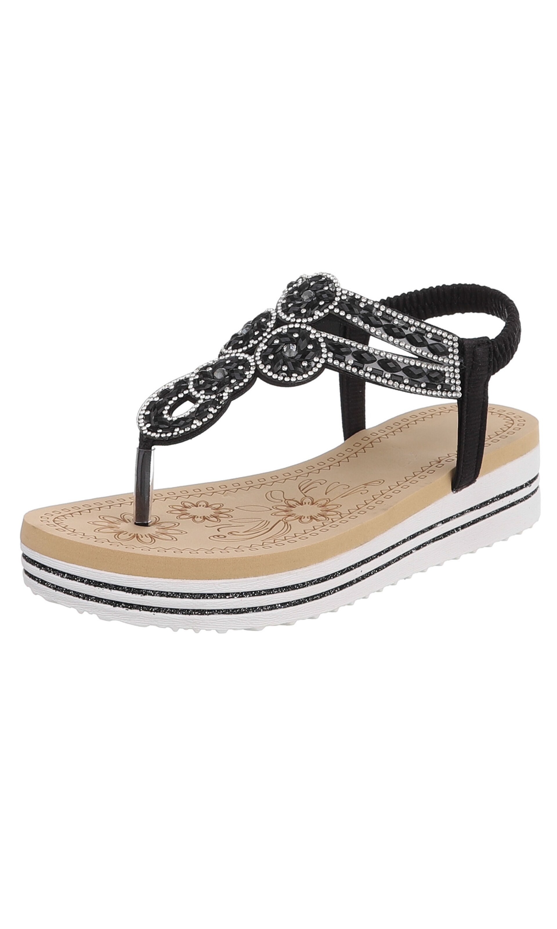 Ital-Design T-Bar Sandals in Black: front