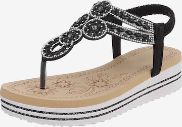Ital-Design T-Bar Sandals in Black: front