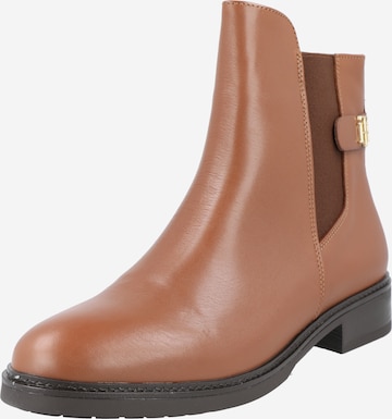 TOMMY HILFIGER - Botas chelsea em castanho: frente