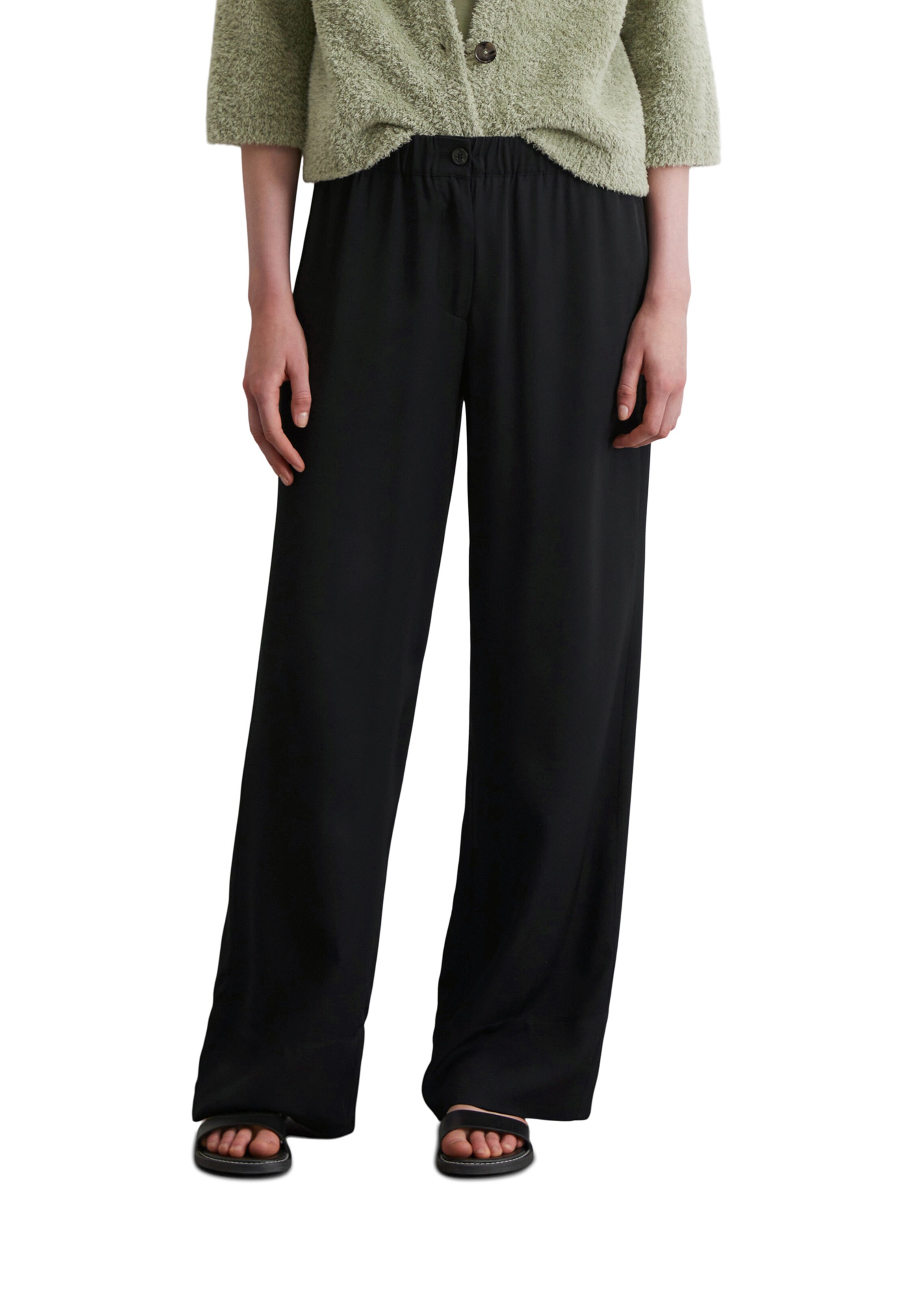 Marc O'Polo Wide Leg Hose in Schwarz: Vorderseite