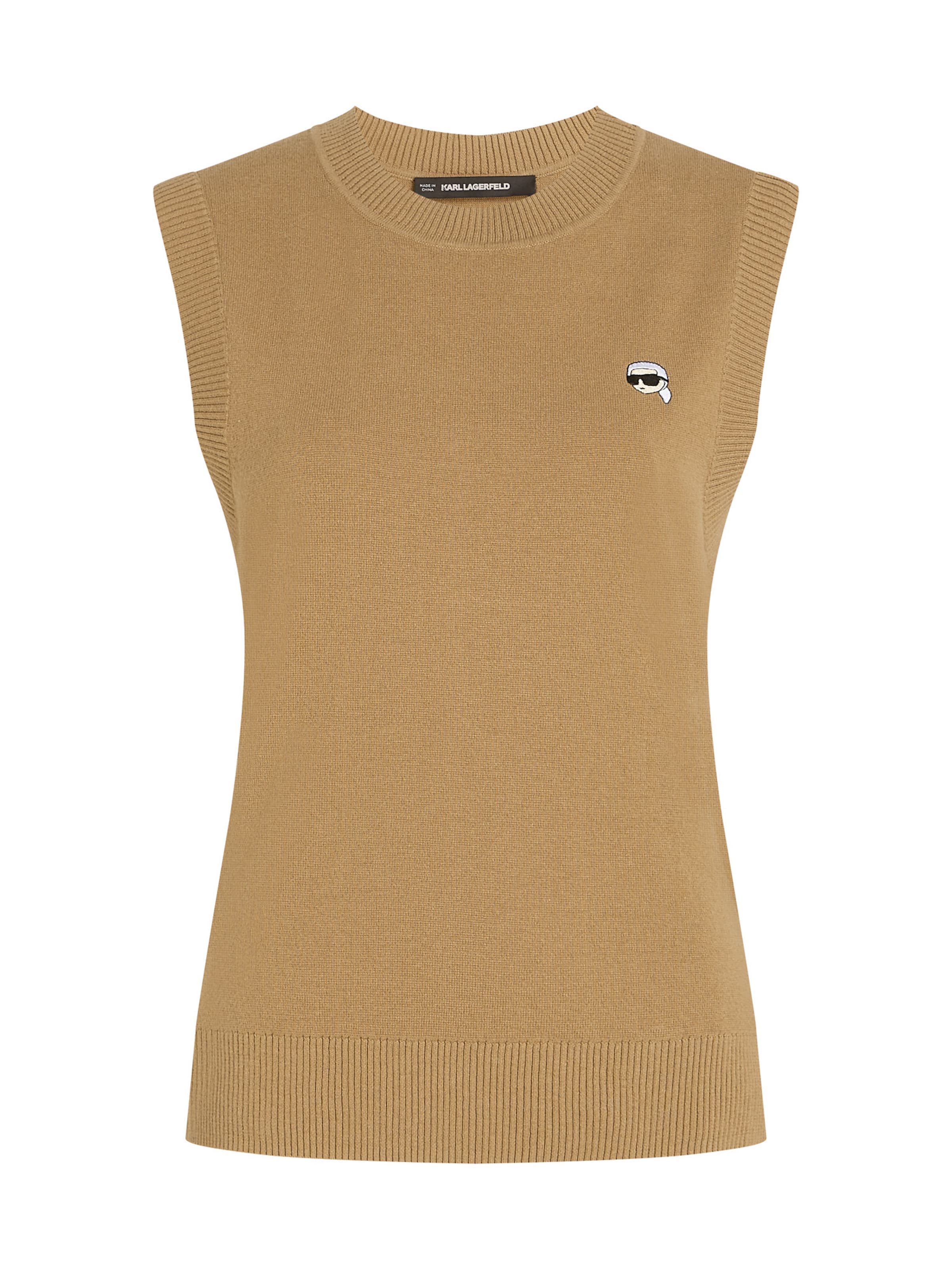 Karl Lagerfeld Vyšívaný top - Hnedá: predná strana