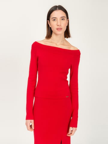 Influencer Pullover in Rot: Vorderseite