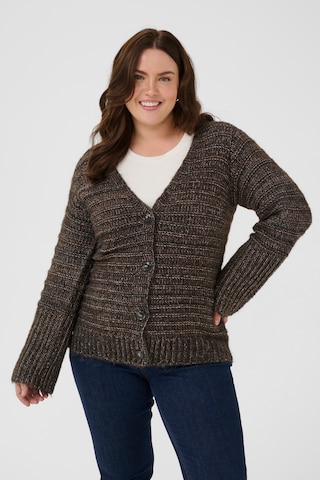 KAFFE CURVE Knit cardigan 'KCMarina' in Brown: front