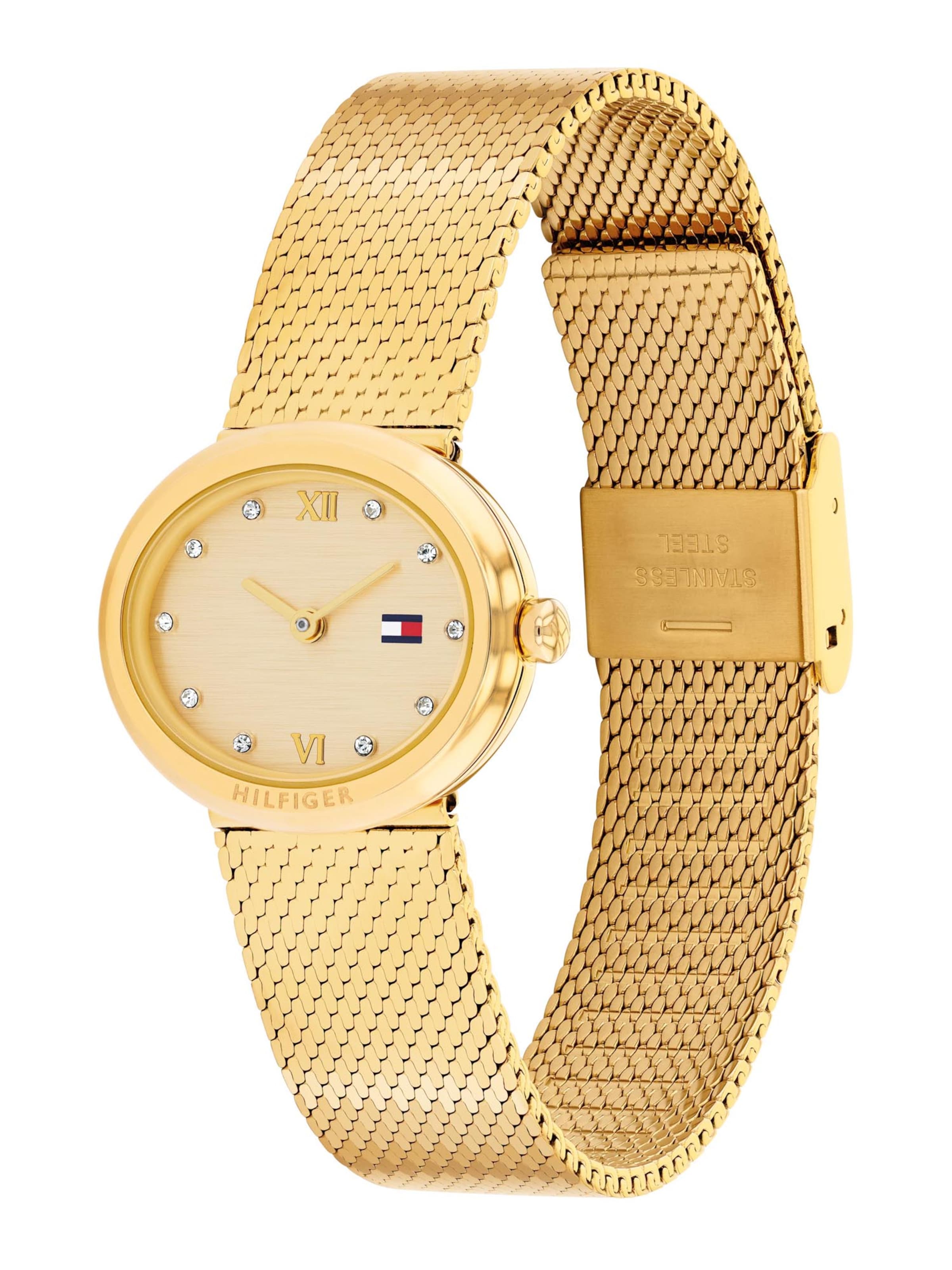 TOMMY HILFIGER Analogové hodinky 'MOIRA' – zlatá: přední strana