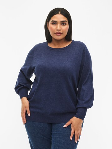 Zizzi Sweater 'ELLA' in Blue: front