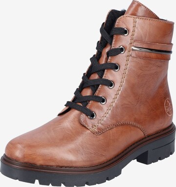 Rieker Lace-Up Ankle Boots in Brown: front