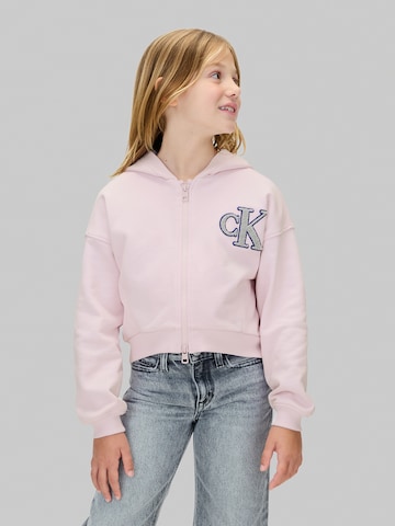 Calvin Klein Jeans - Sudadera con cremallera en rosa: frente